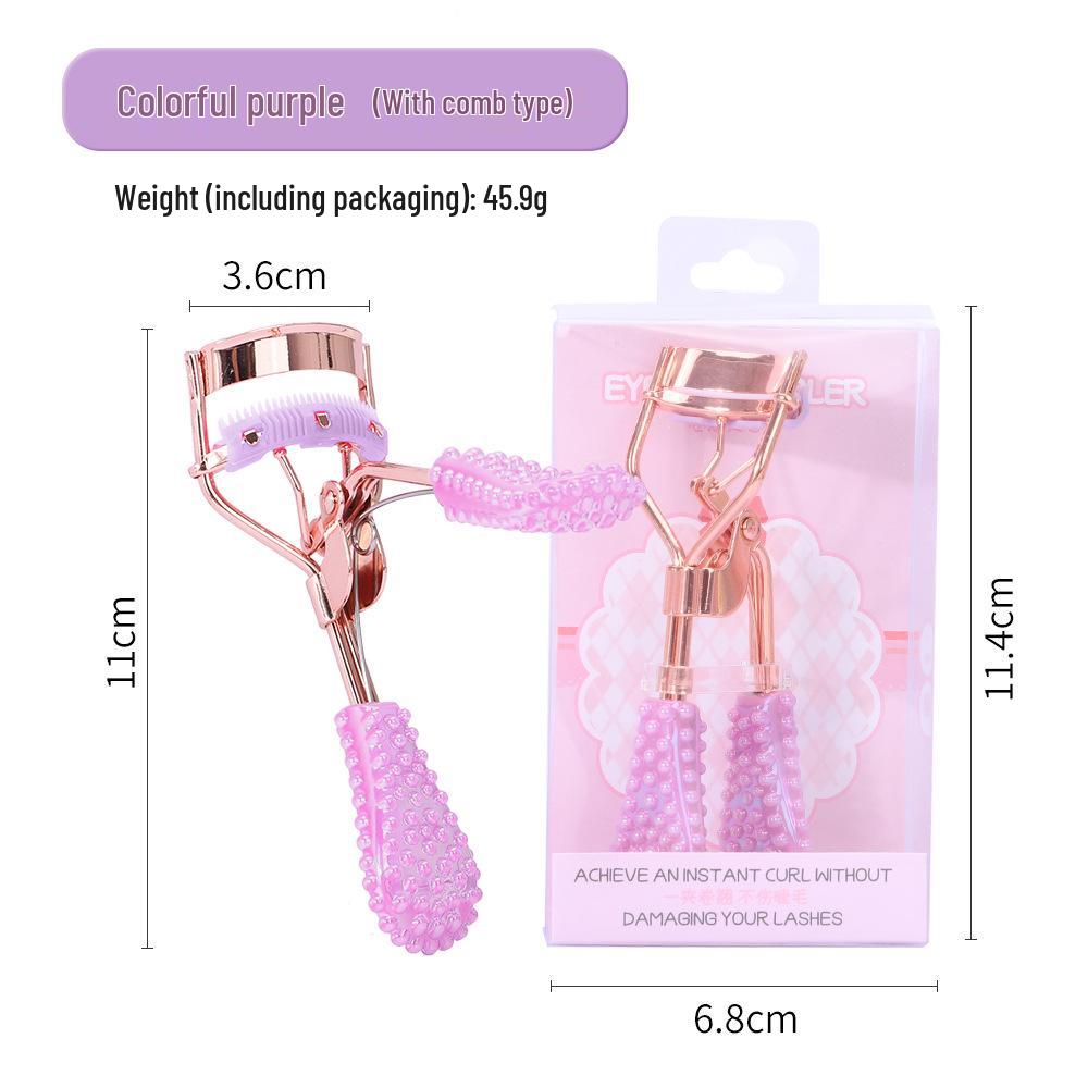 Press Eyelash Curler with Pink Handle & Carbon Steel for Natural Curling – Beauty Tool in Box.