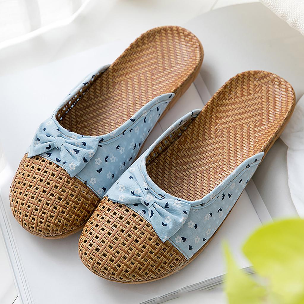 Women'S Home Indoor Bowknot Korean Edition Home Linen Slippers Sock Slippers For Women With Grippers Fuzzy S For Women Slippers
