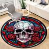 1PC Skull Rose Design Office Round Rug, Non slip, Soft and Durable Office Rug for Interior Decoration, Perfect for Office