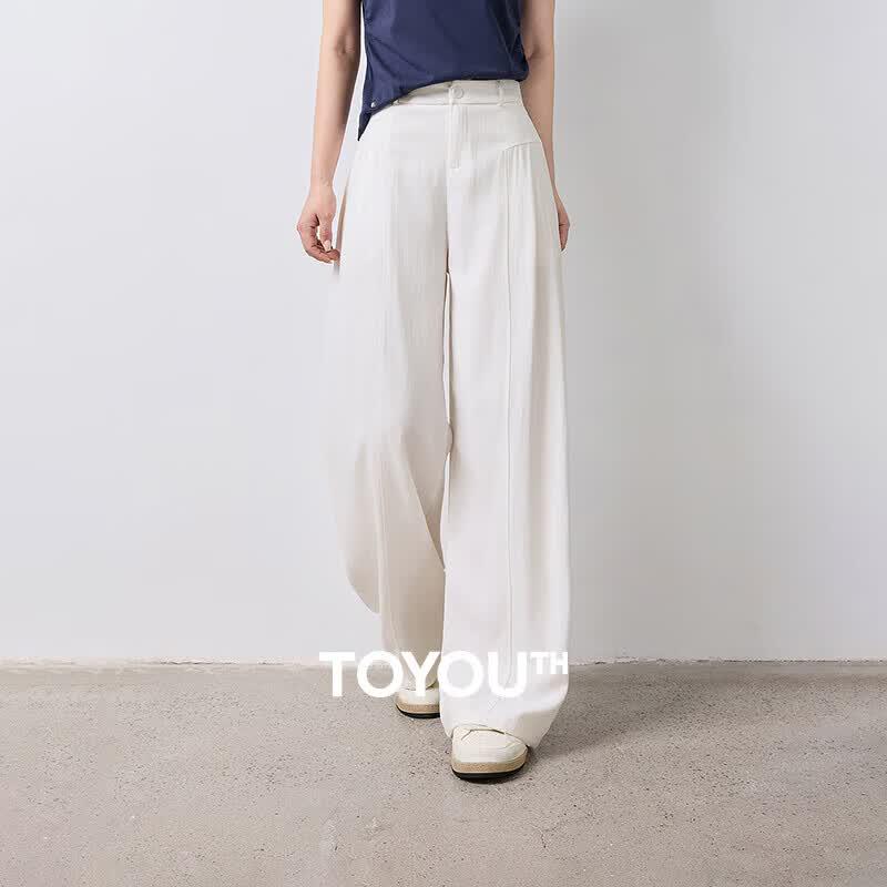 Women s Pleated Wide-Leg Casual Pants S