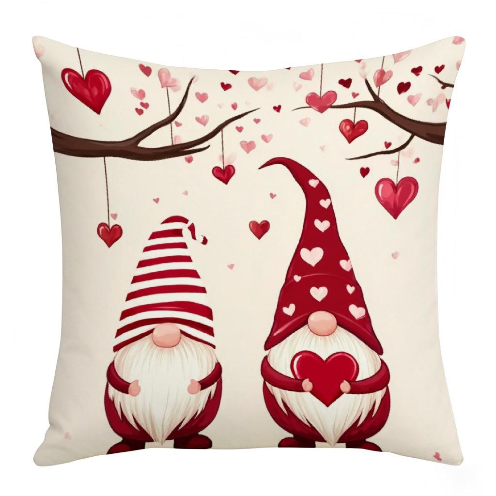 Valentine's Day Pillow Cover Festive Atmosphere Home Decoration Living Room Sofa Cushion Cover Linen Printed Love Tree