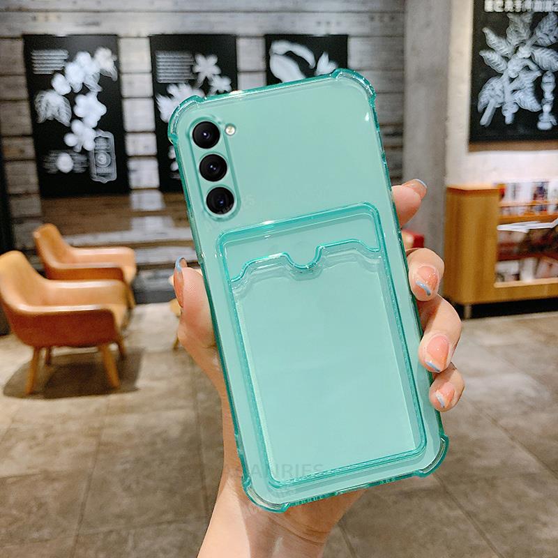 S 23 22 21fe Card Slot Holder Bag Case For Samsung Galaxy S23 S22 S21 Plus Ultra S20 Fe S21fe Transparent Silicone Cover S23plus