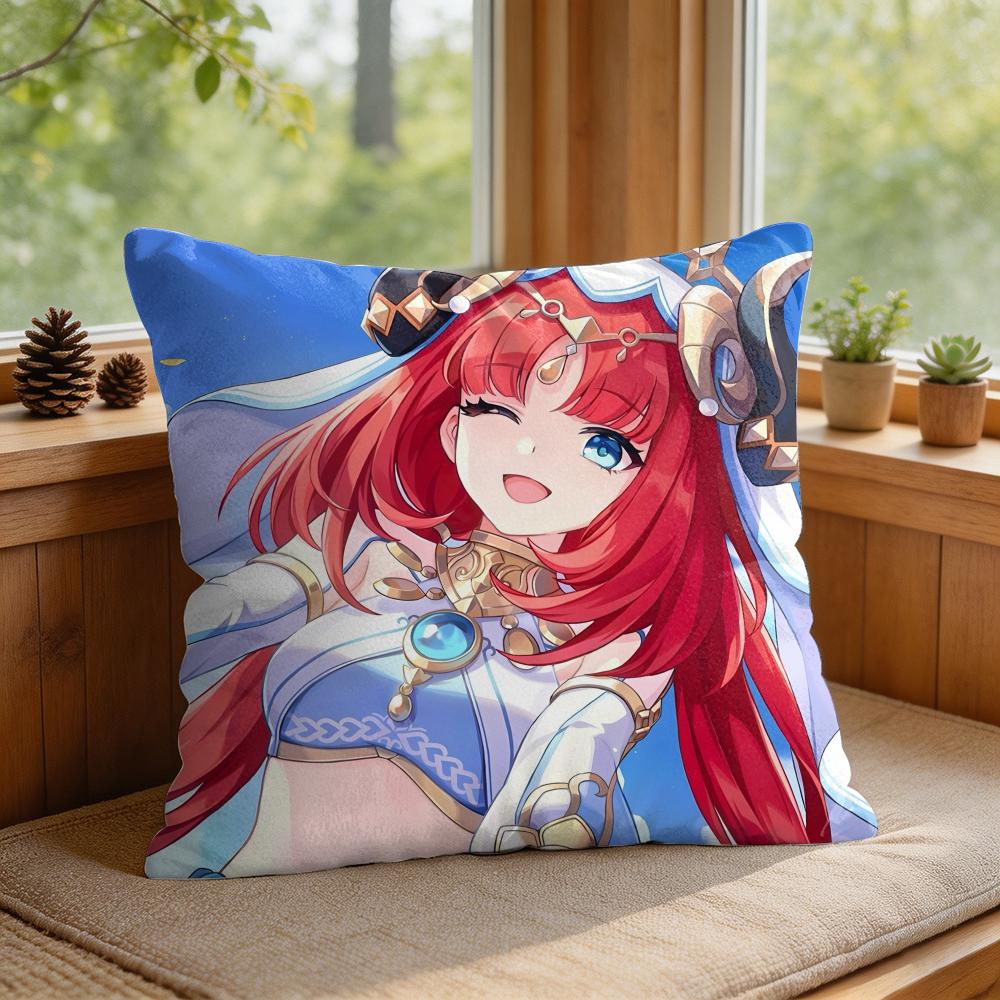 Nilou Cute Genshin Impact Cushion Cover Square Short Plush Pillow Case Living Room Sofa Home Decor Funda X