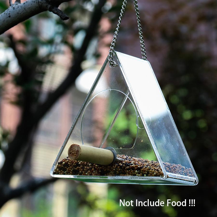 Outdoor Bird Feeder for Balconies, Houses, Trees, Portable Acrylic Transparent Wild Bird Feeder with Suction Cup