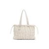 Charles & Keith Drawstring Capacity Pleated Tote Bag Soft Cloud Bag Shoulder Bag Large Women tote bags Cream Black CK2-30271558-1