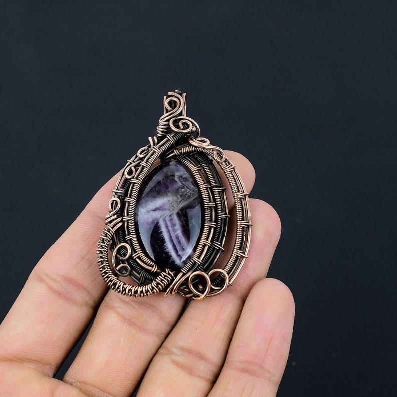 Amethyst Pendant Copper Wire Wrapped Pendant Amethyst Gemstone Pendant Copper Handmade Pendant Necklace For Christmas Gifts Birthday Gifts
