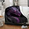 Purple Dragon Pattern Blanket Warm Flannel Blanket For Travel Camping Outdoor Picnic Blanket