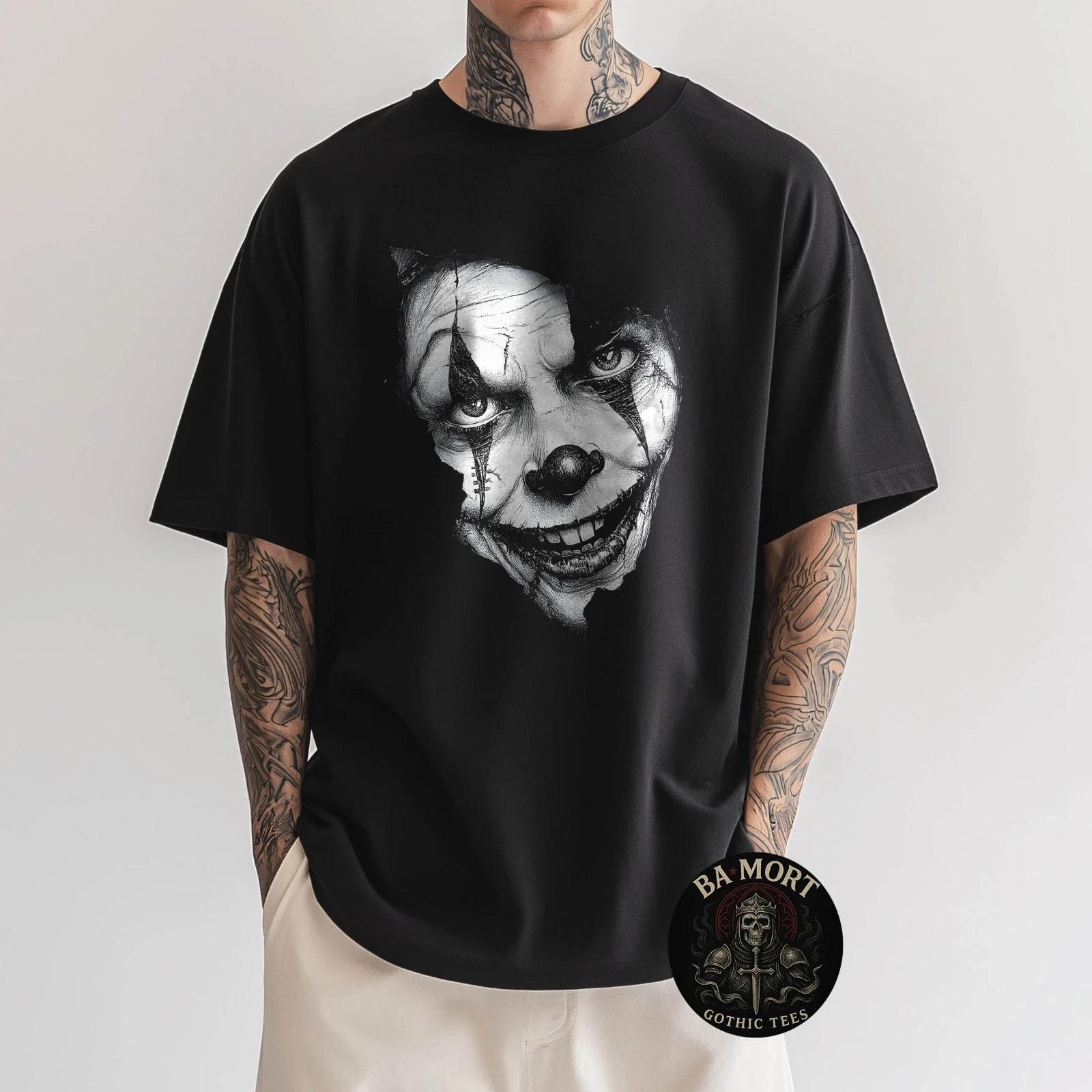 Creepy Horror Clown Face Grunge Ink Sketch T-Shirt XS