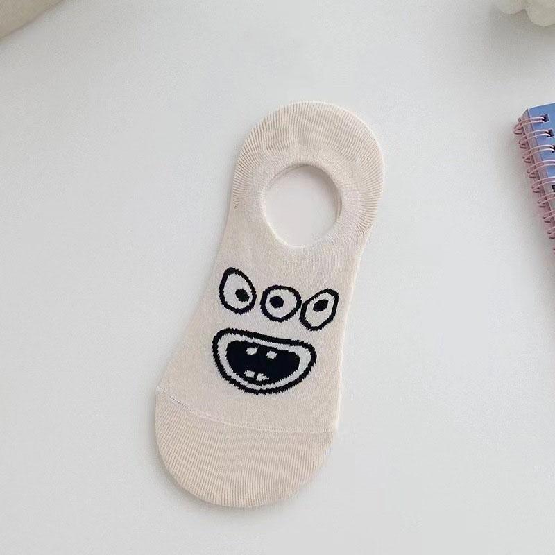 1/5 Pairs Cartoon Funny Boat Socks Women's Socks Summer Thin Invisible Low-Cut Cute Short Socks Trendy Monster