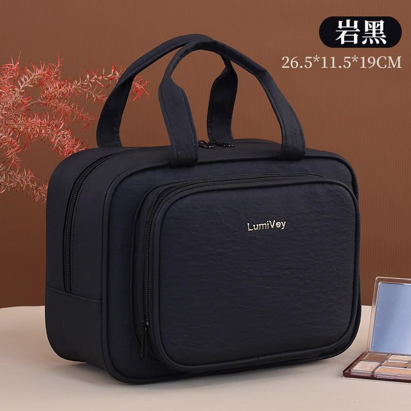 Large Capacity Multi-Compartment Travel Makeup Bag With Zippered Pockets Waterproof PU Cosmetic Organizer Women Men