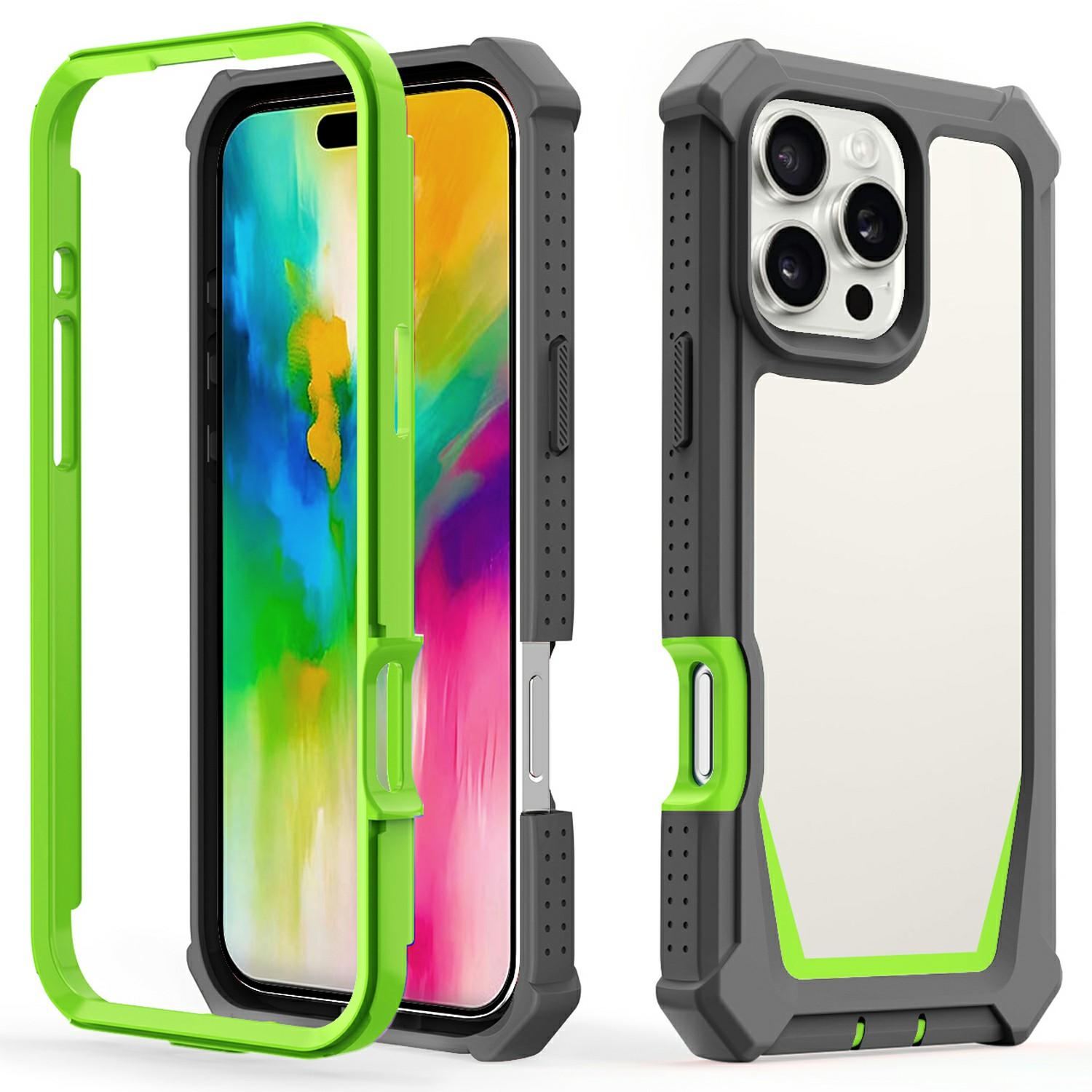

For iPhone 16 Pro Case Detachable 2 in 1 TPU+PC Shockproof Phone Back Cover As Shown E