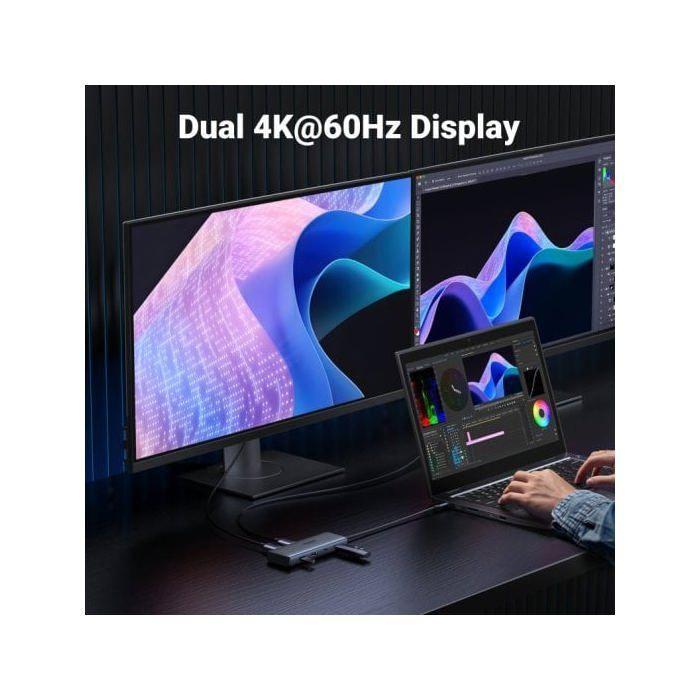 UGREEN Hub 7-IN-1 USB-C a 2*HDMI(4K@60Hz)+2*USB-A3.2+2*USB-C3.2+PD(100W)