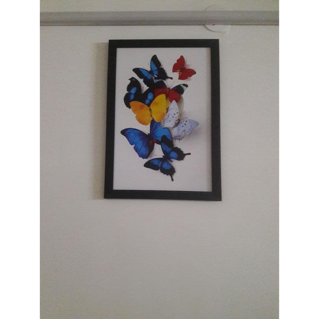 Målningar Fjäril Modern Konst UV-lackerad Målning med Ram för Heminredning (Flerfärgad, 14" x 20")