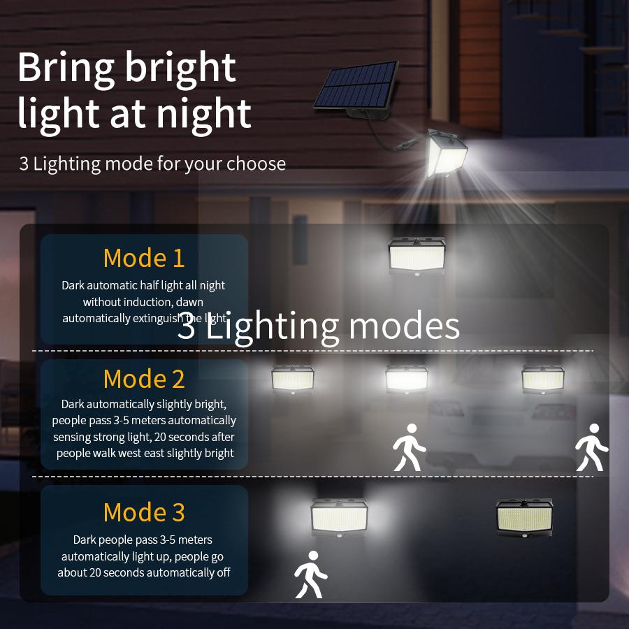 468LED Split Solar Lamp 3 Lighting Mode Outdoor Decoration Sunlight Wall Light PIR Motion Sensor Waterproof Yard Garden Lighting