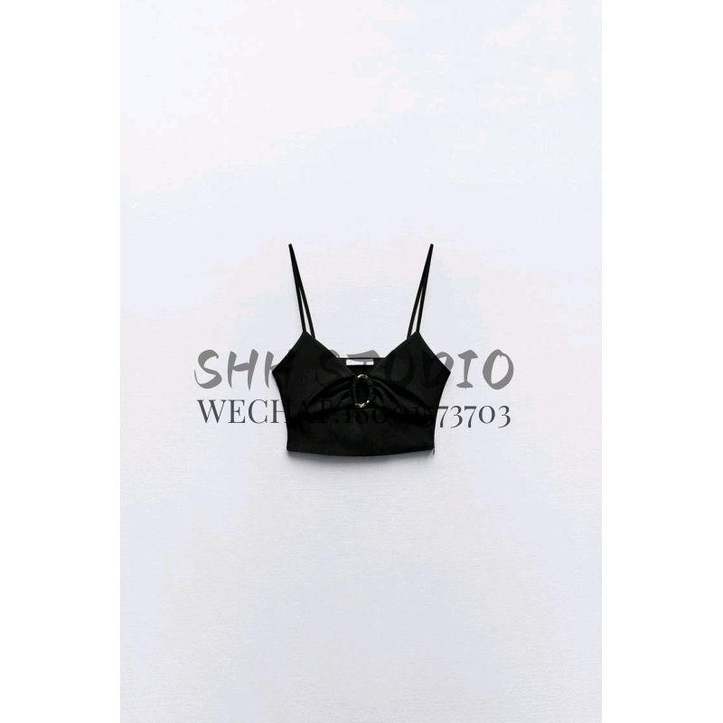 Spring New Fashion Pure Desire Style Sexy All-Matching V Neck Camisole Open Design Short Top 0085329