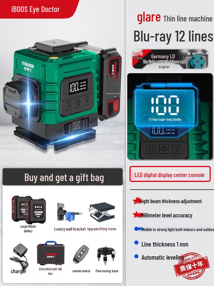 High-Precision Infrared & Green Light Laser Level with Auto-Leveling for Engineering and Surveying