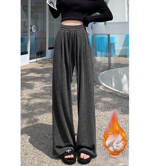 Drape Feeling Women Spring and Autumn New High Waist Straight Loose Wide Leg Versatile Long Pants