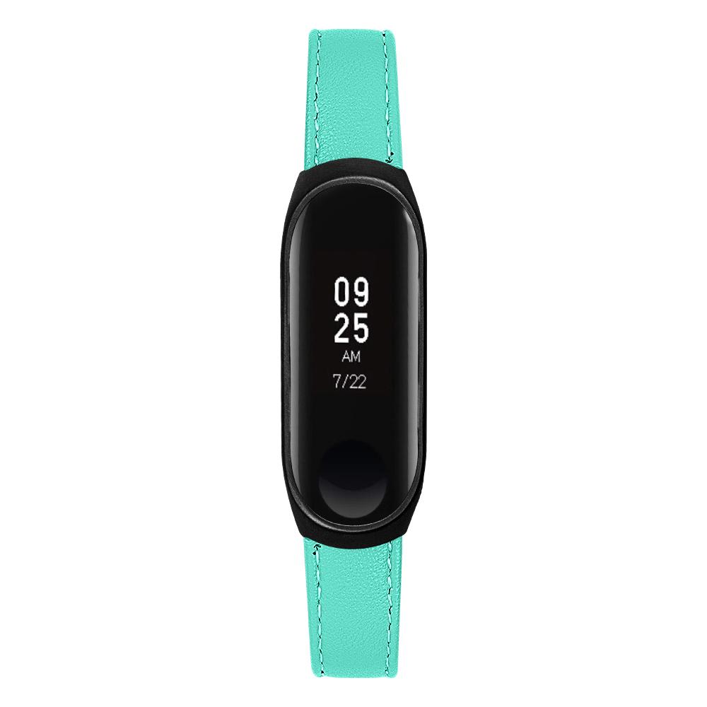 

Quality Genuine Leather Watch Band Strap [Black Frame] for Xiaomi Mi Band 5 Cyan