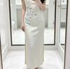 Cheongsam New Chinese Modified Elegant Premium Retro White Embroidery Young Slim White Long Dress Women