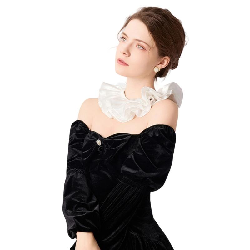 

Викторианский Жабо Декоративный Воротник Аксессуар для Шеи Женский Для Формальных Случаев и Повседневной Носки Фото Реквизит белый