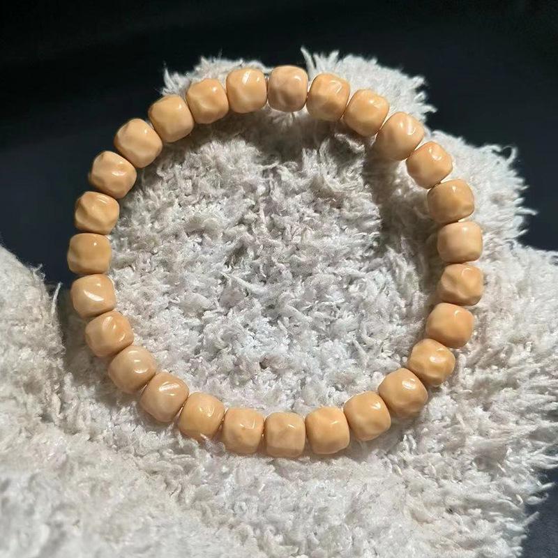 Drage Rygg Bodhi Bønneperler Armbånd - Utkåret Dragebein Original Frukt, 108 Perler for Menn og Kvinner