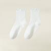 10 Pairs of Female Autumn Solid Color Wooden Ear Edge In The Tube Pile Socks