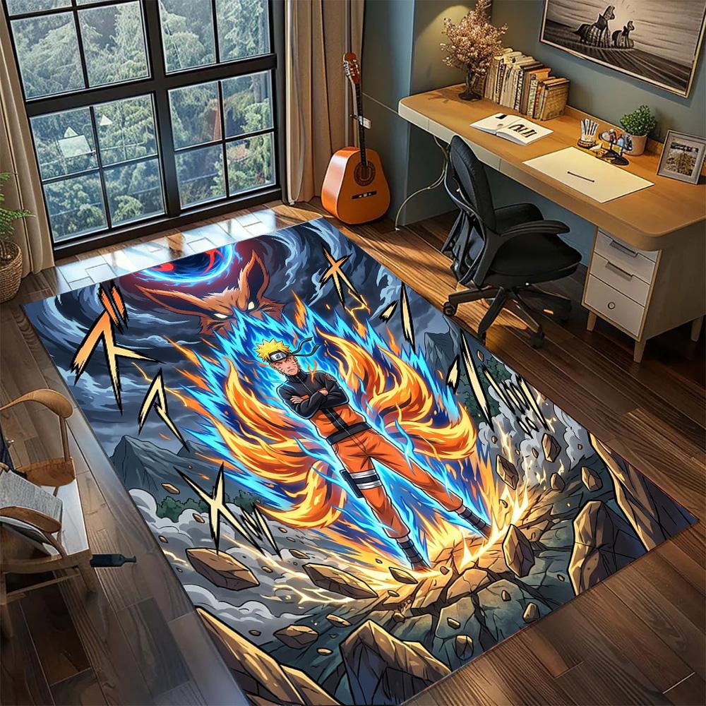 Naruto Floor Mat for Bedroom Gamer Room Large Area Non Slip Washable Rug Carpet Decor.-TING