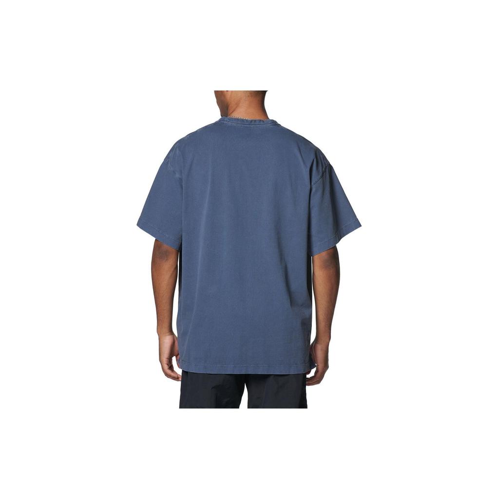 Under Armour Design de Bordado Dopamina Cor Sólida Casual Gola Redonda Manga Curta Ombro Caído Camiseta Masculina Camisetas Azul 1387993-044