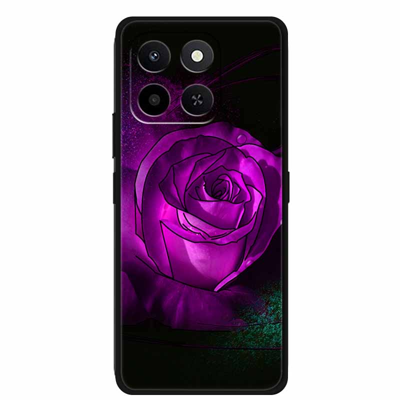 3D Emboss Case For Honor Play 10T 400 Smart 4G 5G Relief Flower Back Cover Black TPU Silicone Soft Case For Honor X7d 4G 5G Para