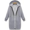 Felpa con cappuccio da donna autunnale e invernale di media lunghezza, taglia forte, tinta unita, casual, calda, cappotto
