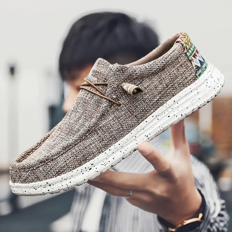 Men's Lightweight Comfy Slip-On Casual Shoes, Breathable Non-Slip Canvas Shoes, Spring And Summer