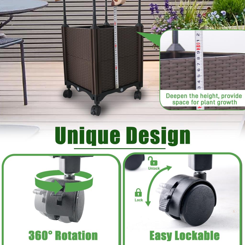 62.2 Inch Raised Garden Bed With Tomato Planter Cage For Outdoor Patio Greenhouse Gardening Climbing Vegetables