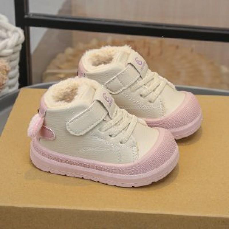 Kids Winter Warm Fleece-Lined Ankle Boots Soft Rubber Sole Non-Slip Cartoon Dog Design Boys Girls