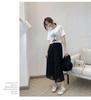 Chiffon Wide-Leg Pleated High-Waist Slimming Loose Fit Nine-Point Skirt Pants for Women