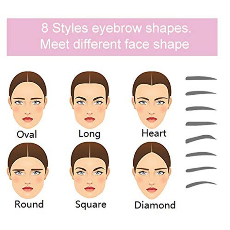 8pcs 8 In 1 Reusable Eyebrow Stencil Beauty Makeup Brow Stamp Template Eyebrows Shape Set Eye Brow Makeup Tools