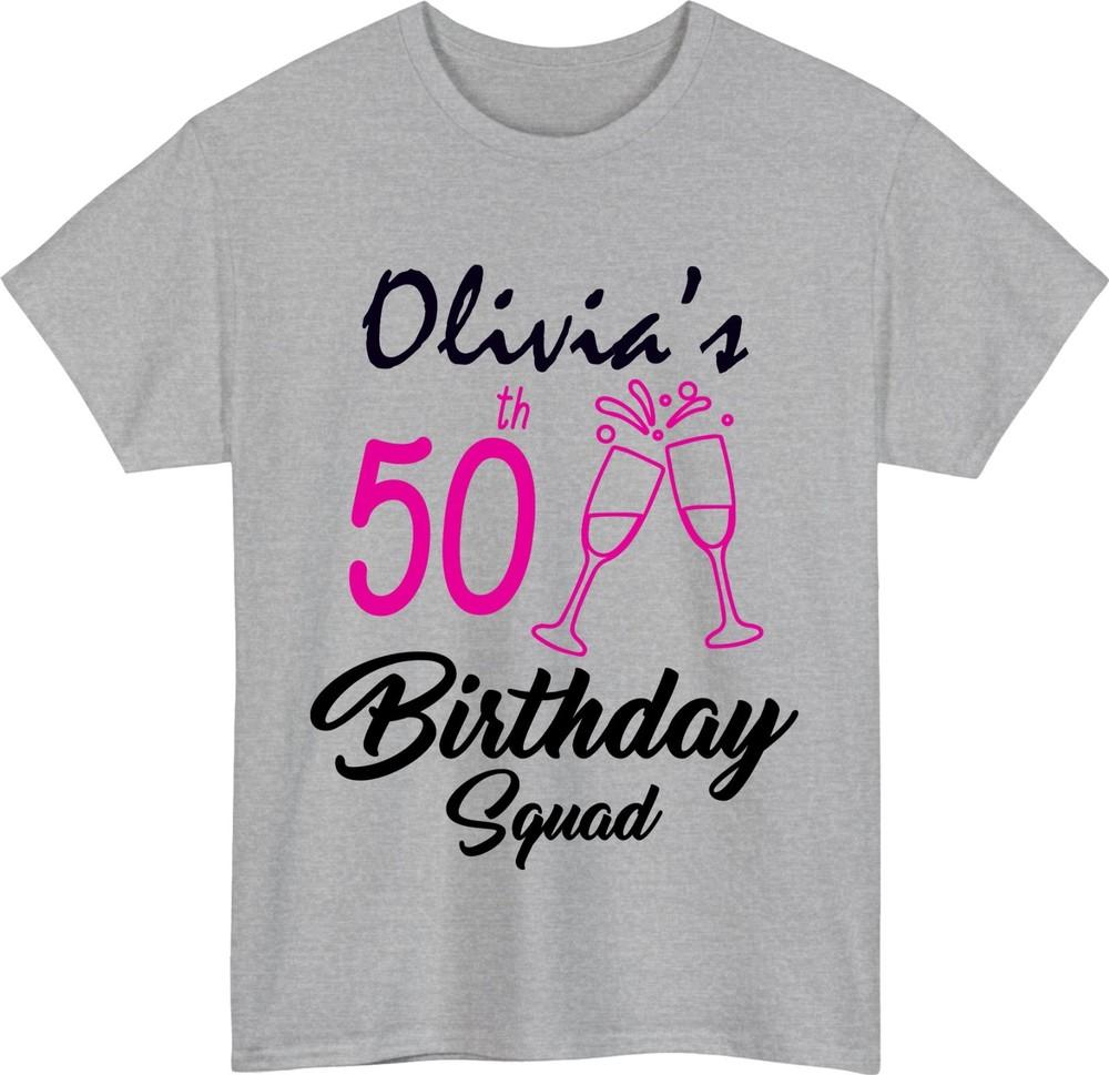 Personalised Year Birthday TShirt Custom Name for Squad Celebration Gift Tee