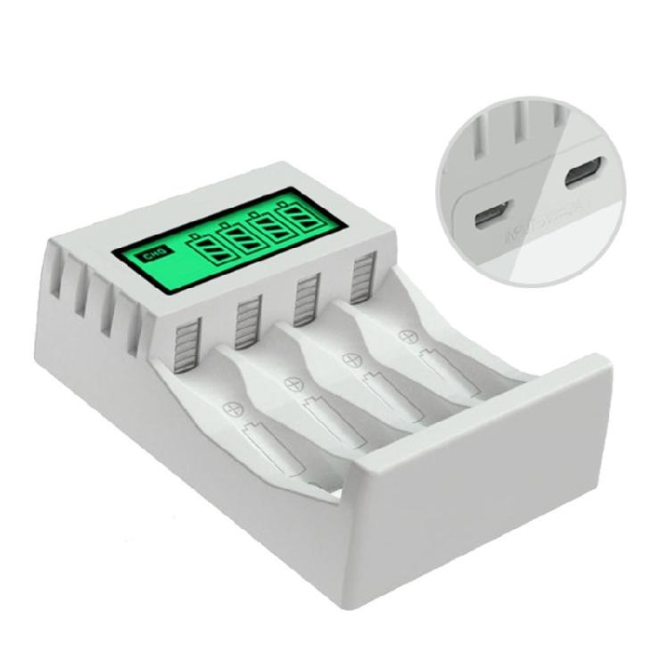 Battery Charger 4-Bay Charger LCD Display Fast Charging Rechargeable Battereis