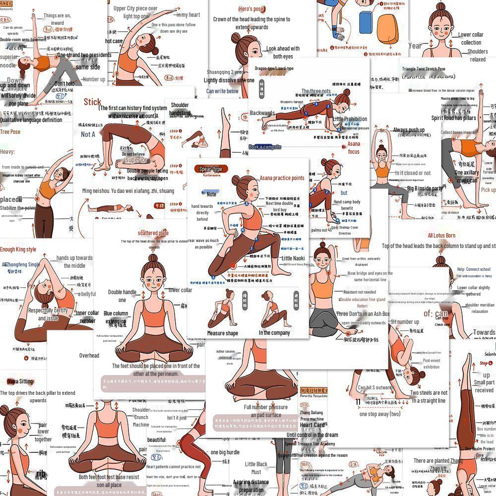 Yoga Posture Stickers & Cards: Wellness Exercise Tools for Home or Studio