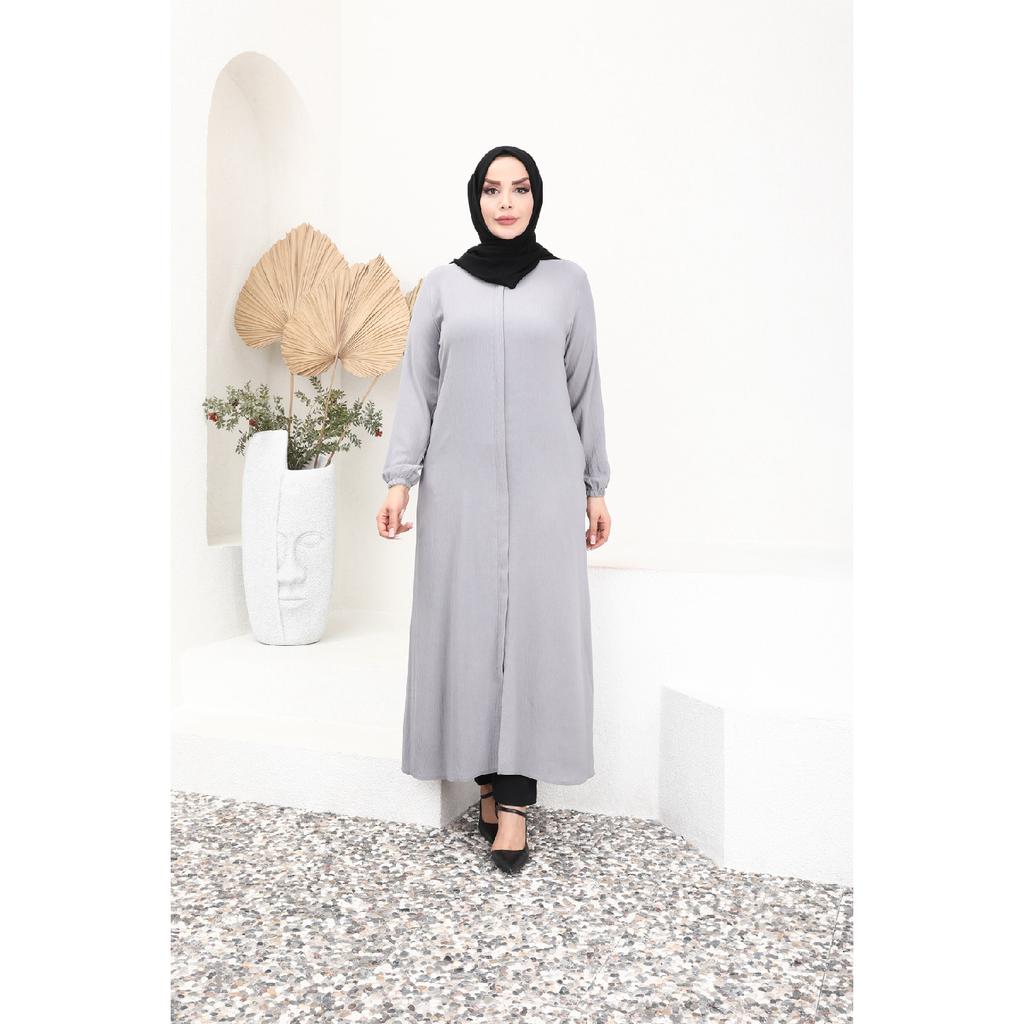 Abaya simplă zilnică de lungime întreagă, cu plăcuță ascunsă