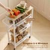 Kitchen Trolley 4 Levels Service Cart With Wheels Towel Holder And 6 Hooks 50 X 20 X 81 Cm Oak