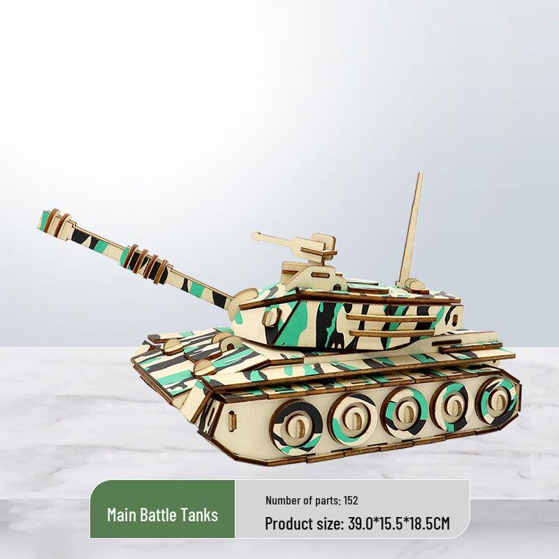 Wooden 3D Military Puzzle Model - Educational DIY Toy for Boys