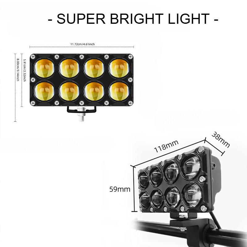 1/2 Pcs 8 Lens Auxiliary Motorcycle Spotlight Working Fog Lights Headlight Driving Spot Lamp - 32W/9-80V