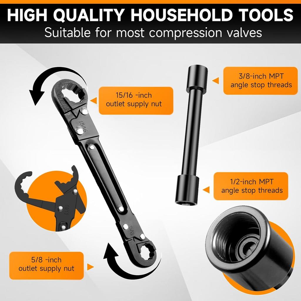 Professional Plumbing Wrench Kit - Angle Stop Installation & Removal Tools, for Replacing Valves,Plumbing Work
