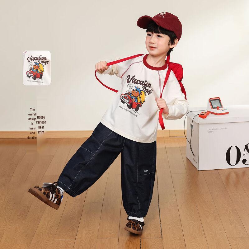 LUSON Boys' Cartoon Print Long Sleeve T-Shirt