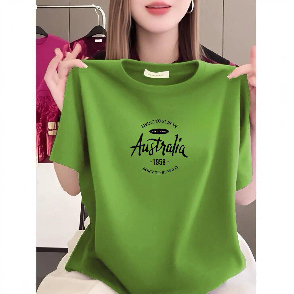 High-end Women's Letter Print Short Sleeve Round Neck Loose Slimming Casual T-shirt