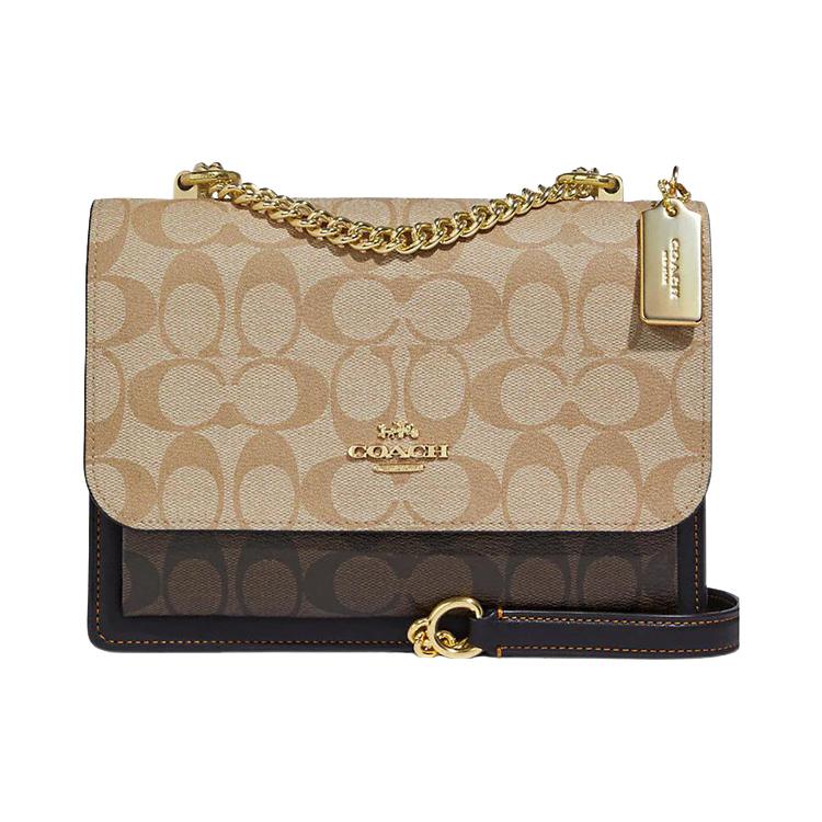 New COACH Klare Patchwork Cow Leather Small Square Bag Shoulder Bag Crossbody Bag Regular Women's Light Khaki & Brown CD866-IMUOH