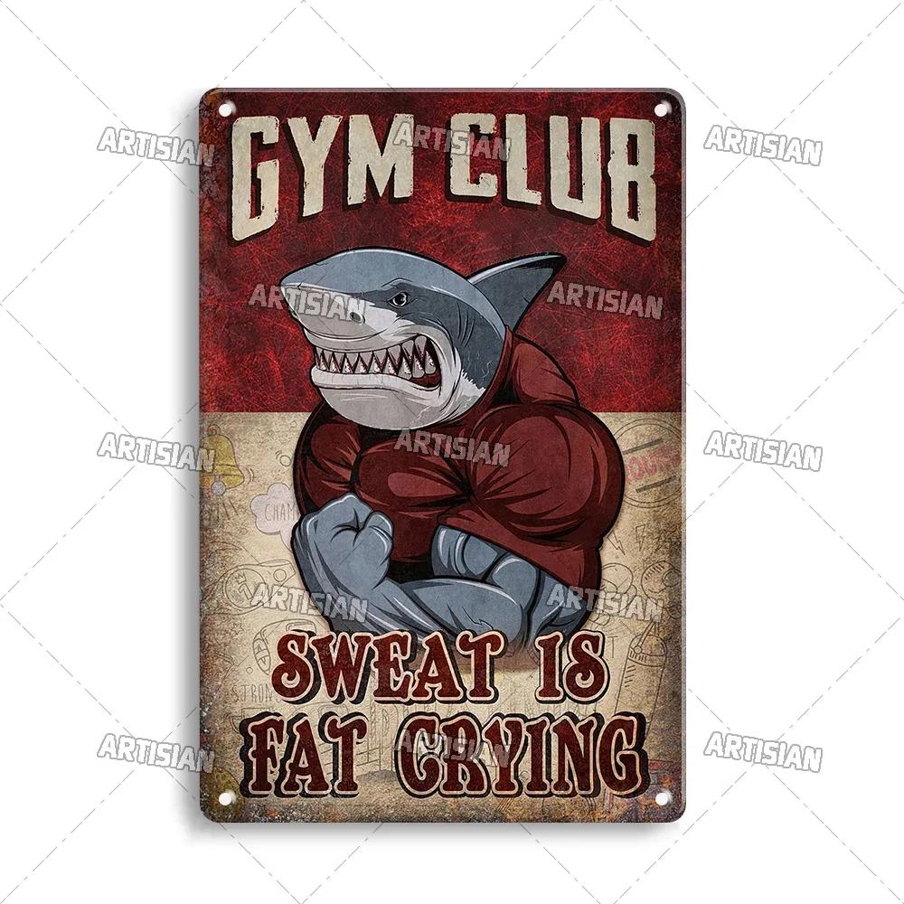 Old Man Gym Club Inspirational Phrase Art Painting Wall Plate Decor Vintage Tin Sign Fitness Garage Room Decoration Metal Signs
