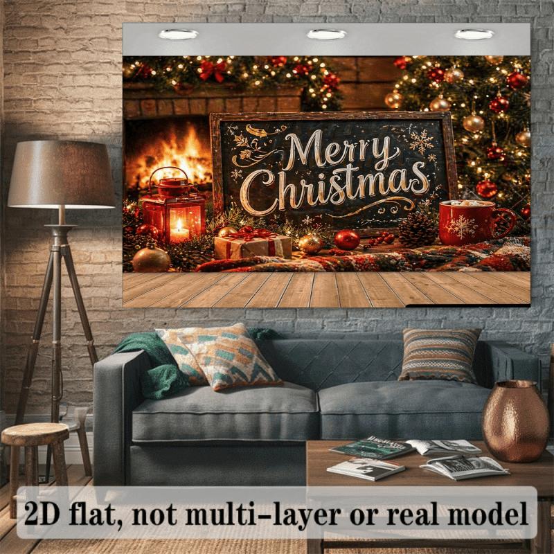 1Pcs Christmas Burning Fireplace Lights Decoration Background Winter Backdrop For Photo Studio Photo Booth Party