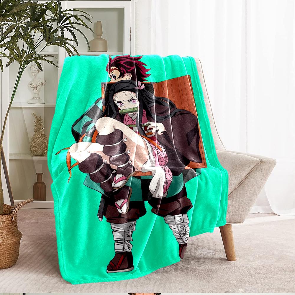 Demon Slayer Theme Printed Blanket - Perfect for Couch, Bed, Travel & Outdoor Use | Machine Washable, Cozy & Durable.