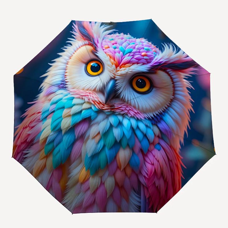 

1pc Colorful Owl Automatic Folding Umbrella, Lightweight Retractable Compact Travel Umbrella, 8-Rib Sturdy Frame, Fine Outdoor Umbrella028